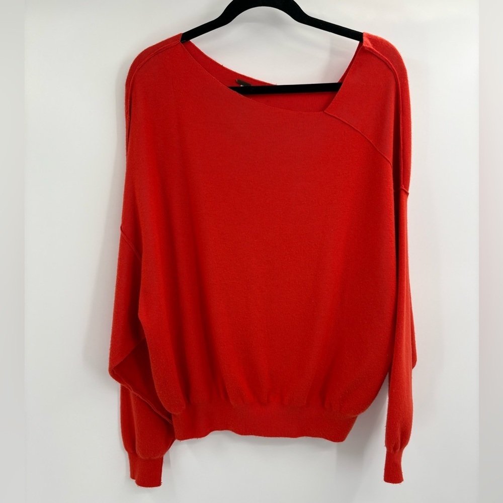 Free People pullover Sweater with Asymmetic Neckline nylon orange size small